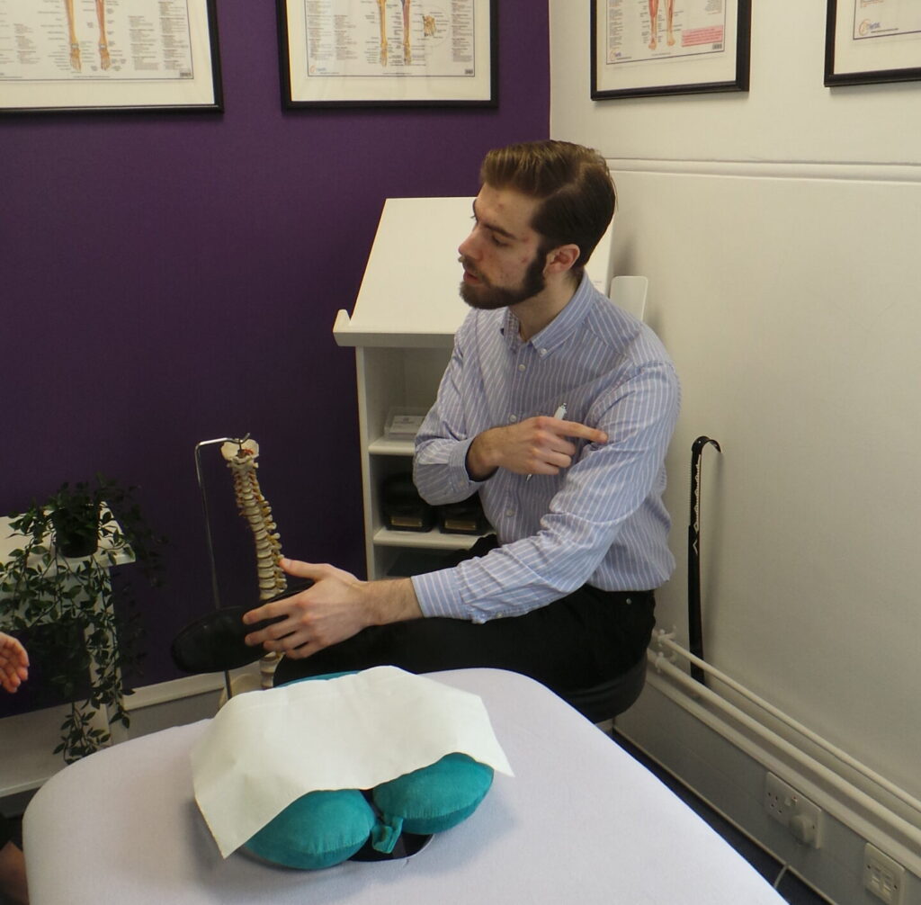 Osteopath at Future Proof Care Kings Hill, Anthony Skinner, during a consultation