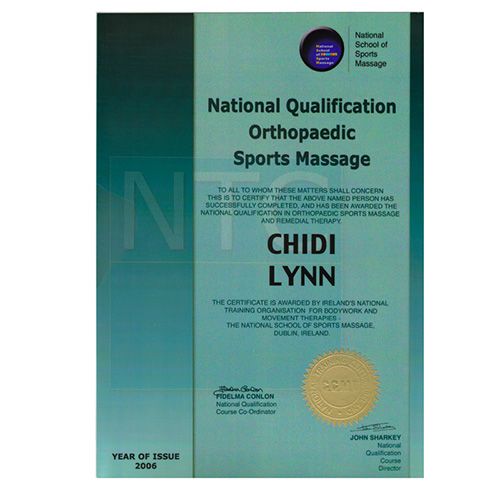 National Qualification Orthopaedic Sports Massage
